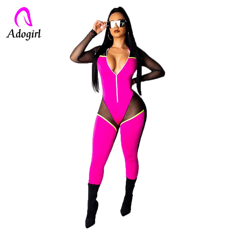 Женские Лоскутные Спортивные костюмы Adogirl с длинным рукавом сетчатые