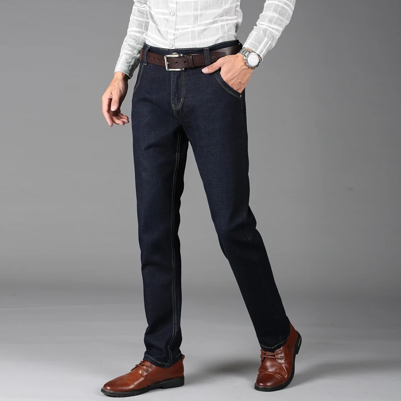 Мода 2018 г. Новый для мужчин's узкие джинсы-стрейч модные бизнес классический стиль облегающие мужские джинсы личные джинсовые штаны