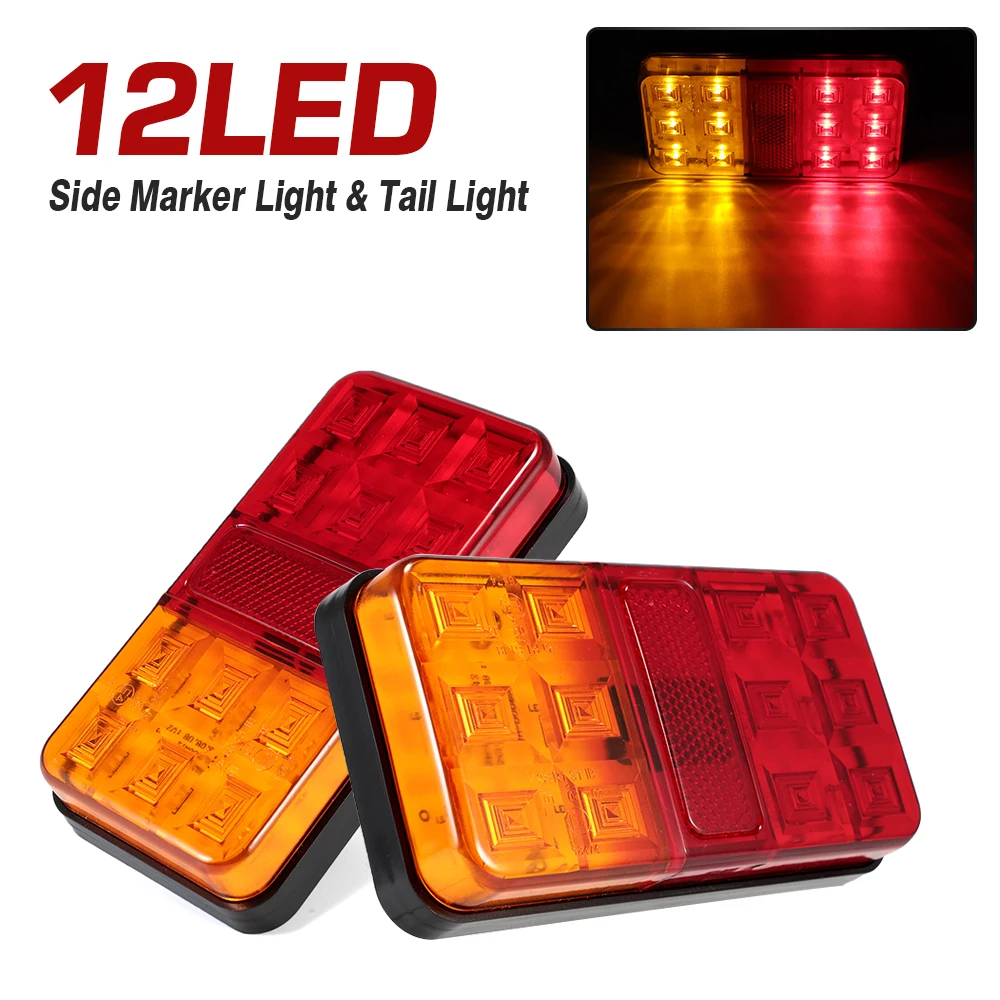 

2pcs 12 Led 12V Car Side Markers Light Colors Cars Assembly Tail Decoration Lights for Trailer UTE Campers ATV Boats D45