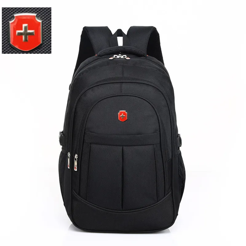 Swiss 17 Inch Men Travel Waterproof Bag Black Nylon Usb Charging Business Backpack Wear