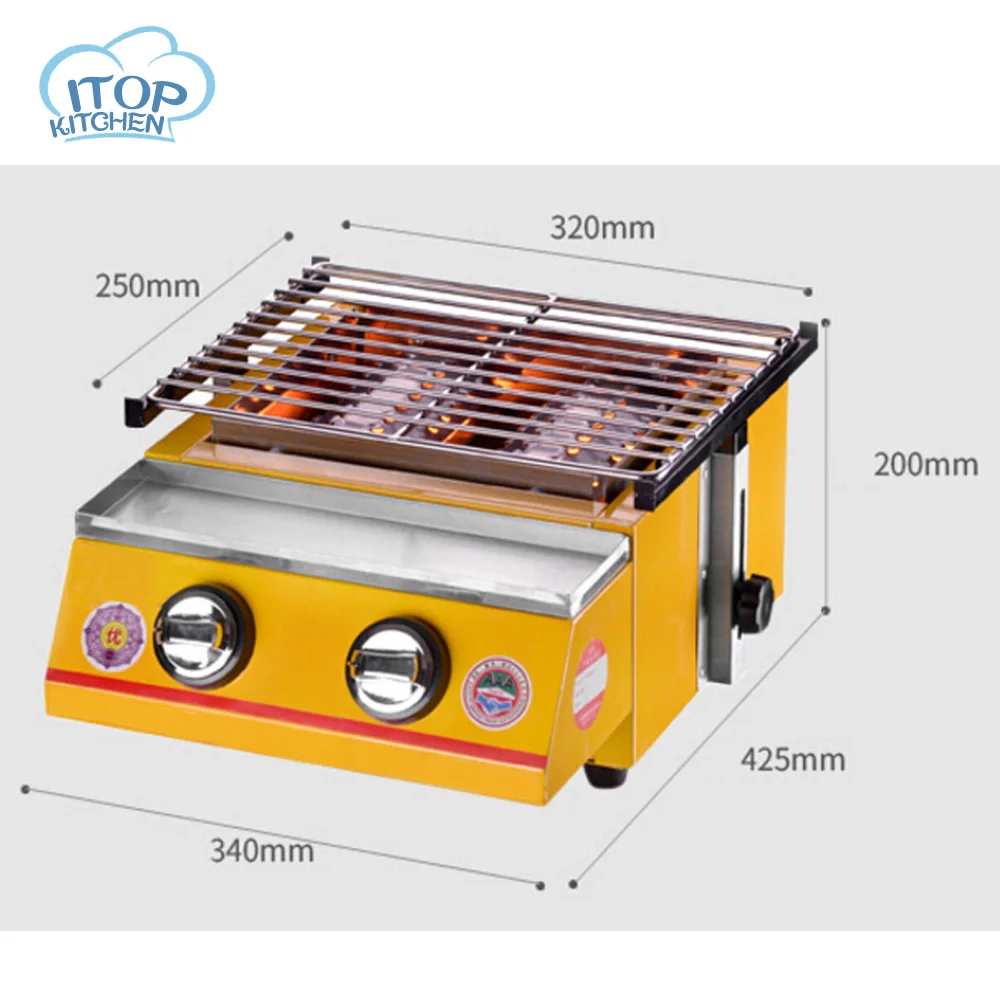 Gas BBQ Grill 2 burner Outdoor Barbecue Stove Stainless Steel 2800Pa Pressure 32*25cm Cooking