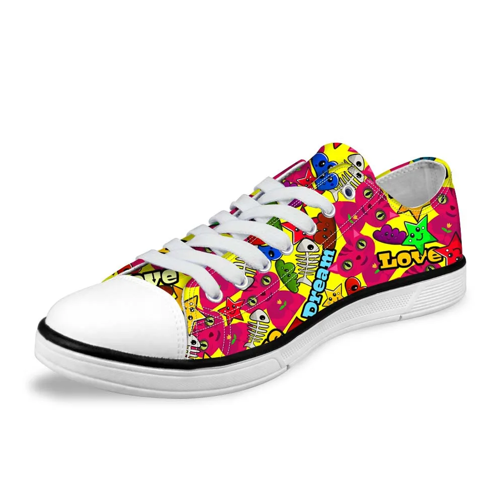 

Graffiti Yellow Red Funny Flats for Women Breathable Flat Vulcanize Shoes Nurse Outside Loafers Sneakers Female Footwear Lady
