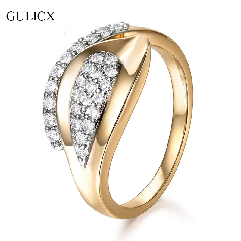 

GULICX Fashion Rings with Round Tiny AAA Cubic Zirconia Stone Women Jewelry for Party Band Engagement Ring