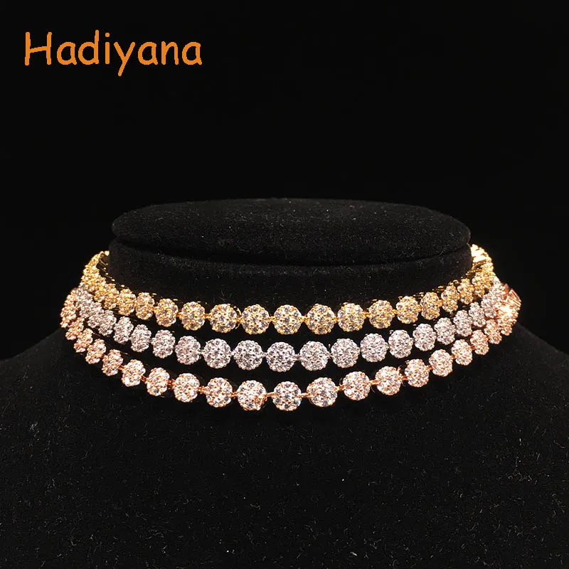 

ECHOO classic Cubic zirconia small round cute neck chain choker necklace adjustable length choker specil lovely gift for women