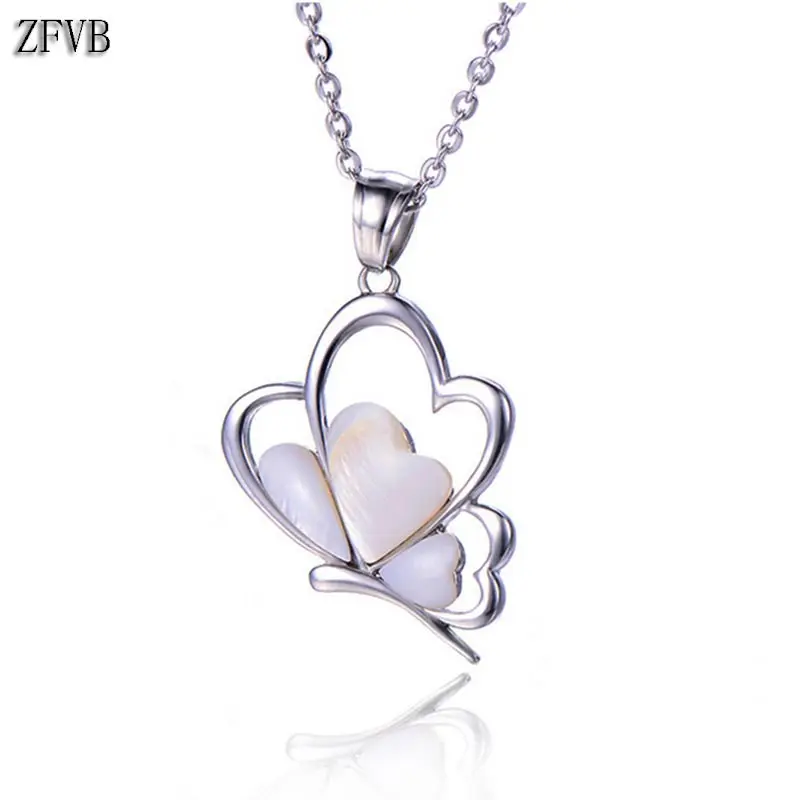 

ZFVB Classic Butterfly Pendant Necklaces for Women Stainless steel Gold Silver color Shell Necklace Pendant Charm Jewelry Gifts