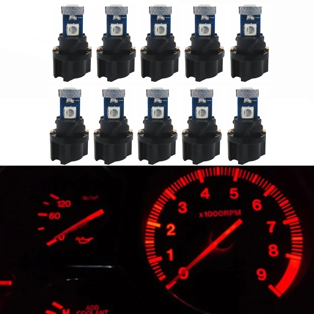 cciyu 10 Pack Red T5 37 74 Wedge SMD Led Bulbs Instrument Cluster Light ...