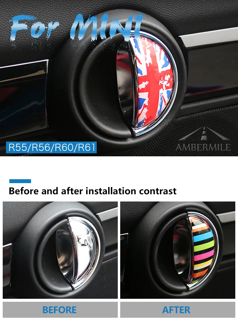 3D Epoxy Car Interior Door Handle Cover Stickers for Mini Cooper R56 R55 R60 R61 Countryman Accessories Car Styling (1)