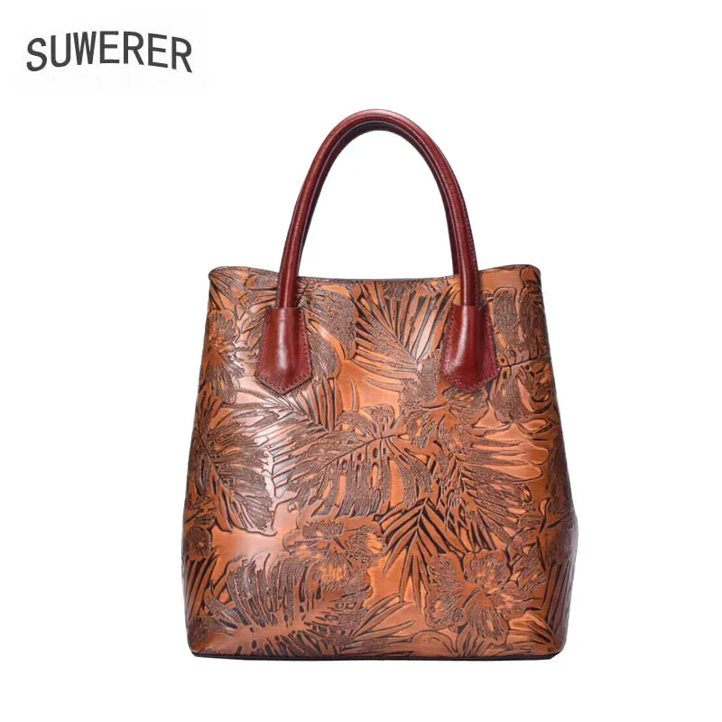

2019 new national style banquet bag Fashion bag First layer cowhide handbag Vintage leather handbag