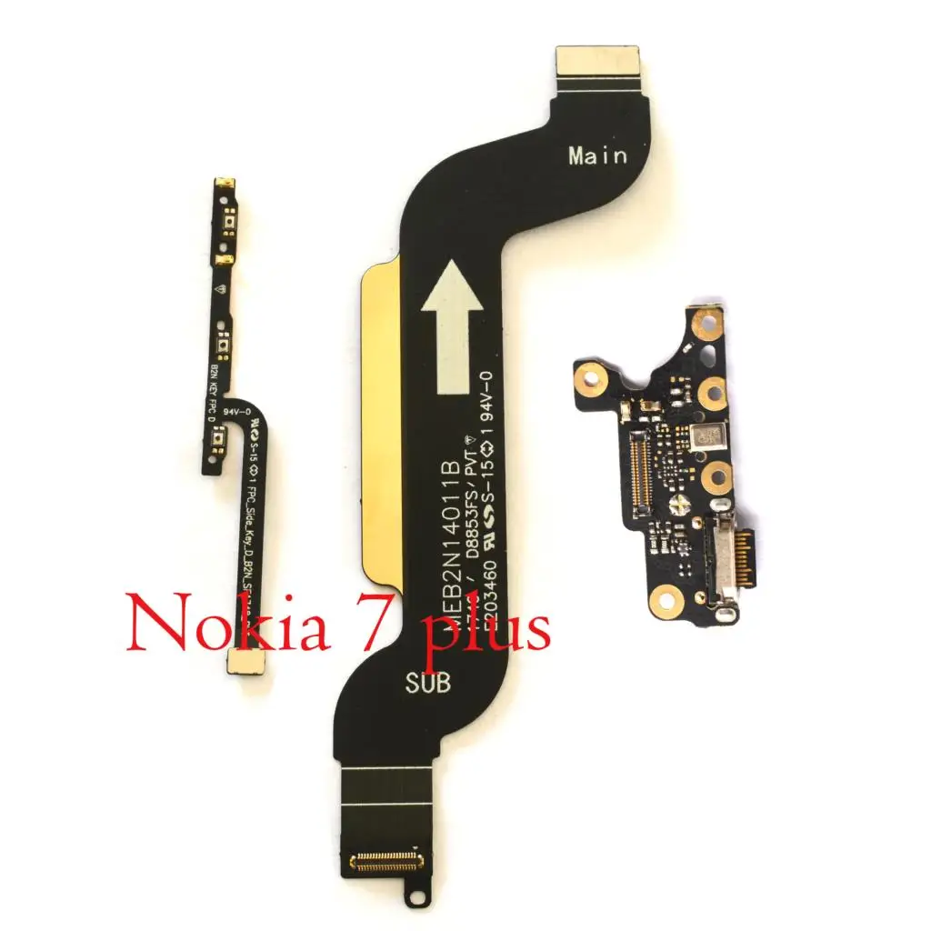 

power volume strip button main board connector USB type C charging charger flex cable microphone For Nokia 7 Plus Nokia7 plus