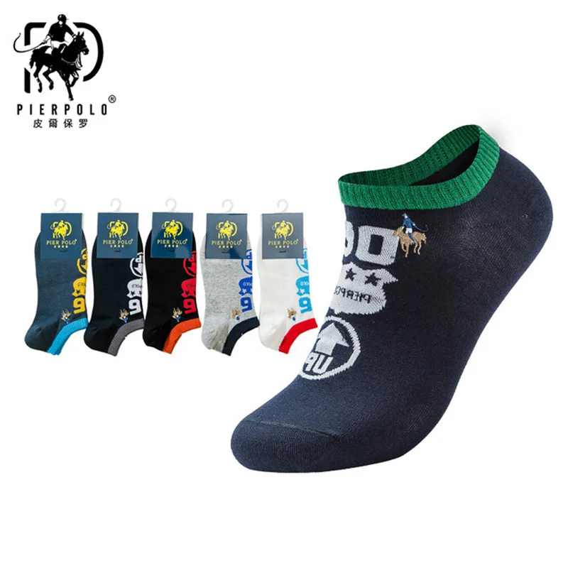 PIER носки поло для мужчин горячая распродажа летние носки хлопковые мужские модные короткие носки 5 пар/лот harajuku счастливые мужские носки - Цвет: PL09112