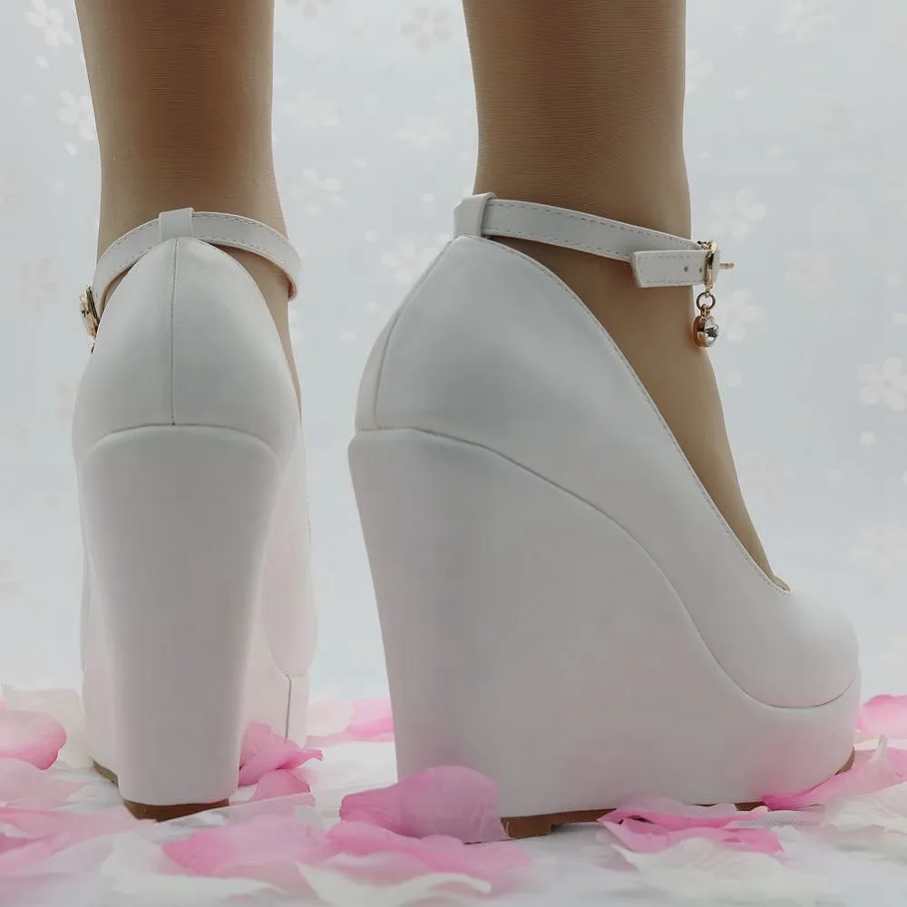 MIUBU белые туфли-танкетки для Женские туфли с платформой на высоком каблуке туфли-лодочки на танкетке белого цвета обувь на высоком каблуке платформа, танкетка, каблук