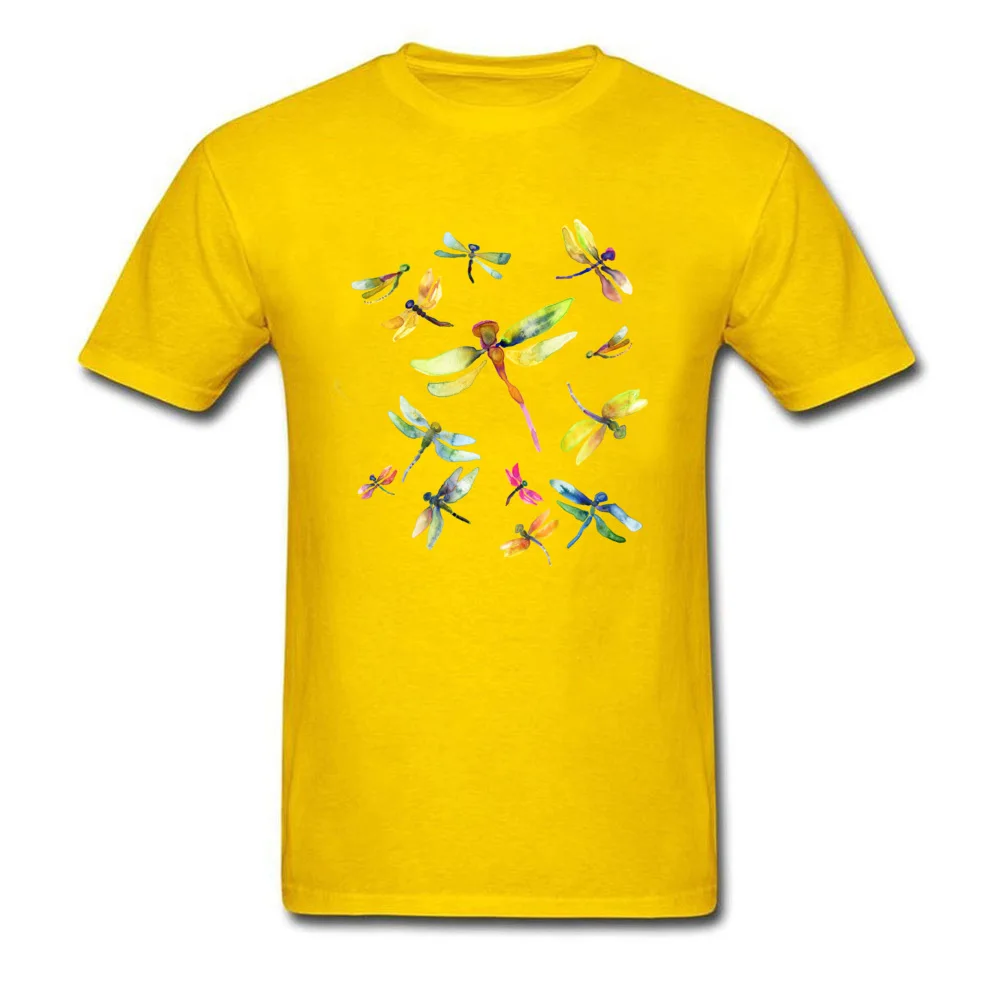 T Shirt Dragonfly Dance Summer Cute Slim Fit Short Sleeve 100% Cotton Crewneck Men Tshirts Slim Fit Tops Shirt Dragonfly Dance yellow