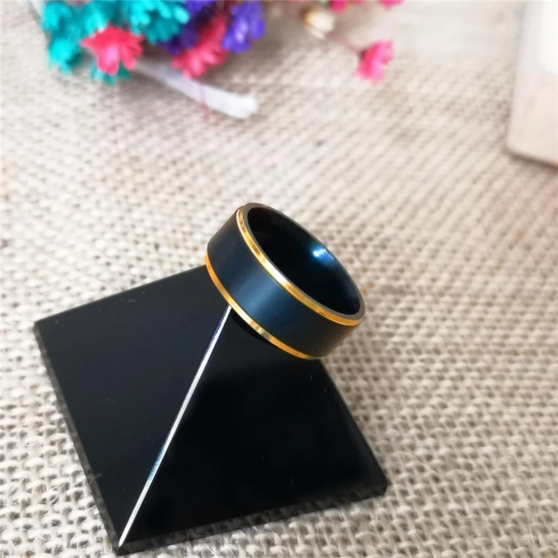 8mm Black & Gold Color Titanium Steel Wedding Band for Boy and Girl Friendship Ring Men /Women Simple Jewelry USA SIZE