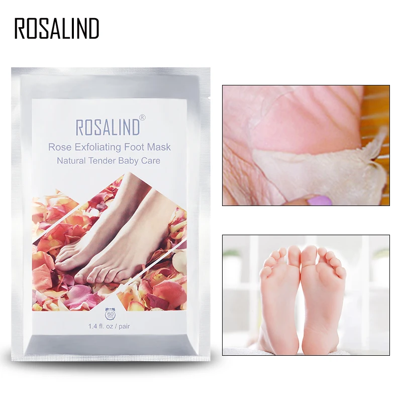 ROSALIND отшелушивающая маска для ног педикюрные носки маска для ног удаляет омертвевшую кожу 2 шт. = 1 пара Детокс пластырь для ног маска для ног