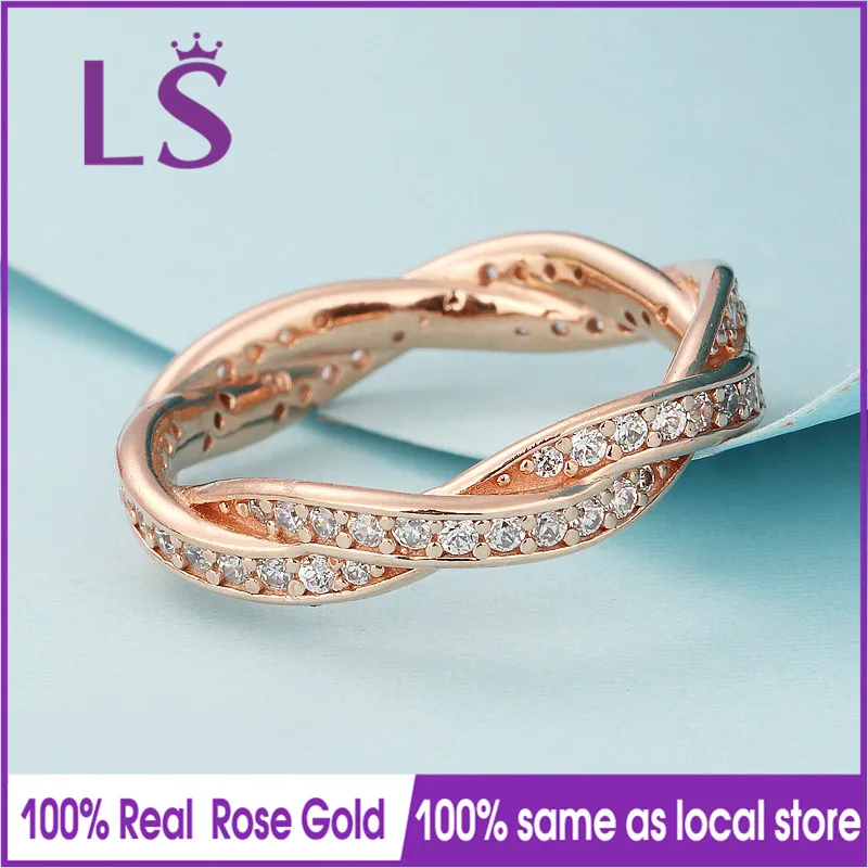 

LS Hot Sale Rose Gold Twist Of Fate Ring,Wedding Rings for Women.Compatible With Original Jewelry.Fashion Lady Jewelry.Z