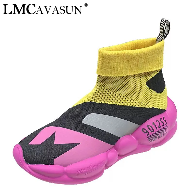 

LMCAVASUN New Mixed Color Breathable Elastic Socks Shoes Muffin Bottom Horse Hair Casual Dad Shoes Fashion Lace-up women Shoes