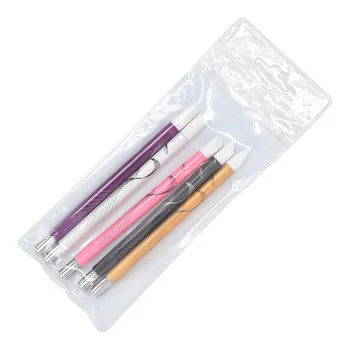 YZWLE 5PCS/Pack Nail Art Silicone Sculpture Pen For Emboss Carving Polish Craft Mental Handle Nail Art Salon Tool 28