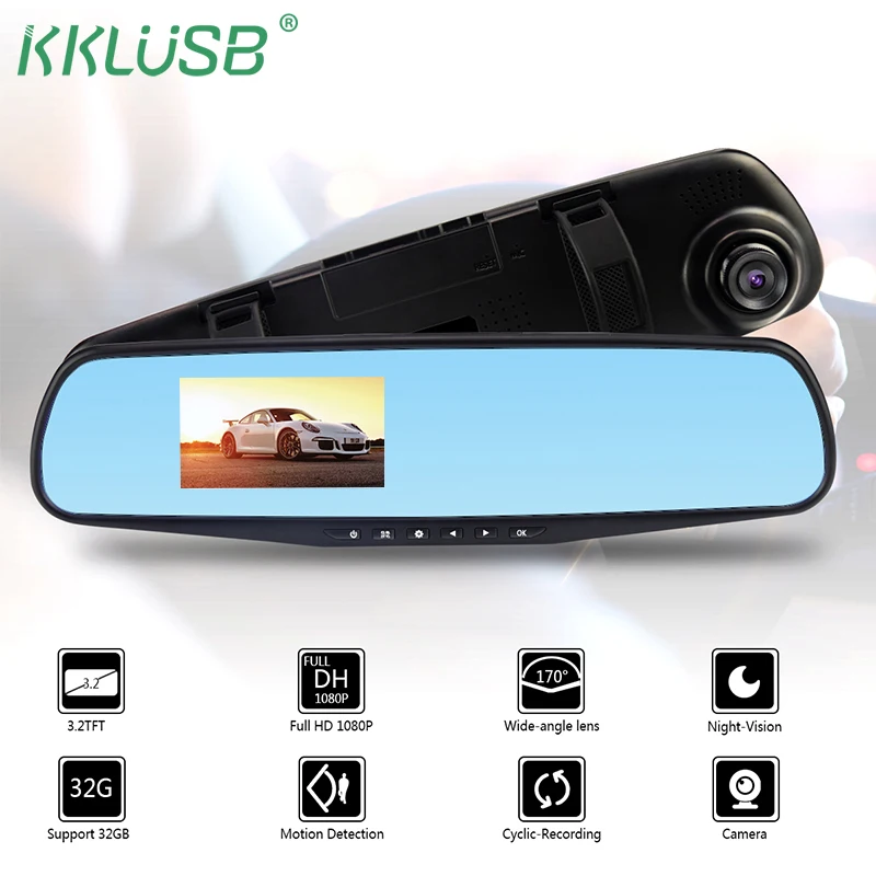 

3.2 Inch Car Dvr Camera Full HD 1080P Auto Rearview Mirror Digital Video Recorder Dual Lens Registratory Camcorder DVR Dash Cam