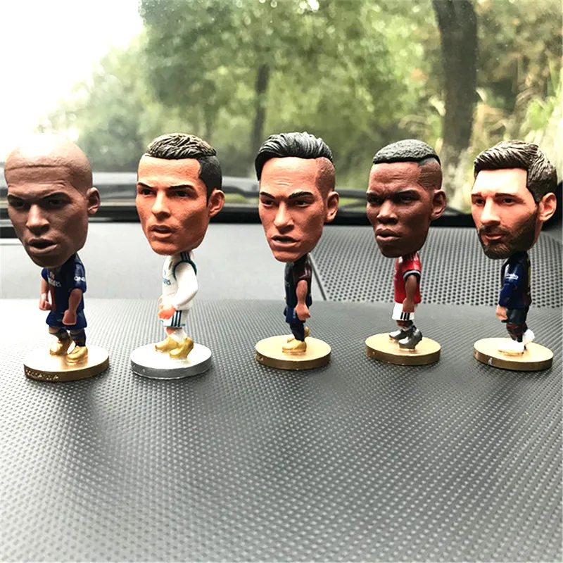 

European Football Stars Figure Car Ornament Auto Interior Decorations for CR7 Messi Neymar Salah Modric Beckham Zidane Bale Fans