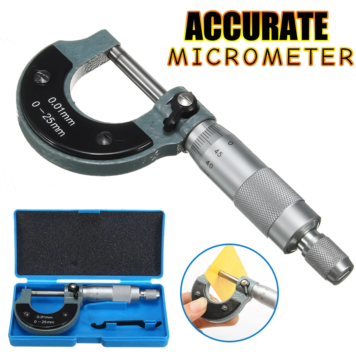 Точный измерительный инструмент 0-25 мм 0,01 мм внешний метрический манометр микрометр машинист измерения с коробкой