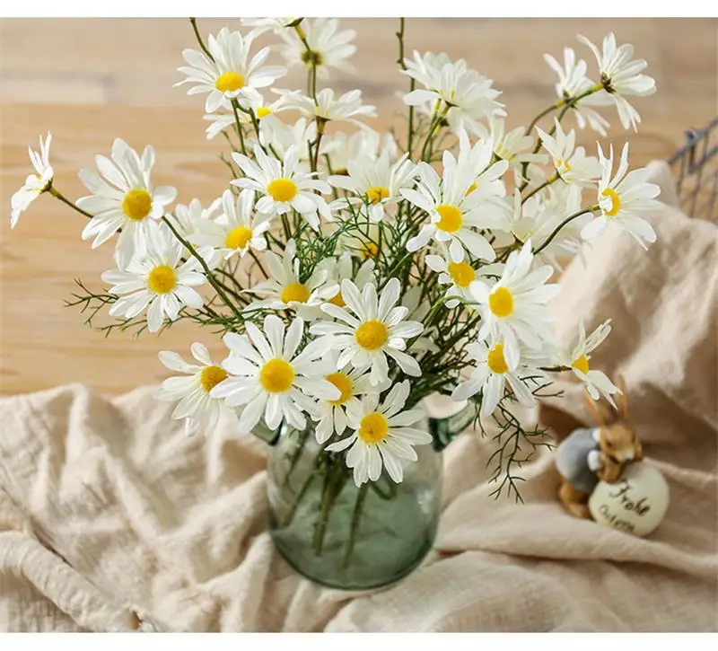 Flone Artificial Small Daisy Fake Plant Silk Flower Bouquet Wedding Home Party Flower Arrangement Decoration Supplies (21)