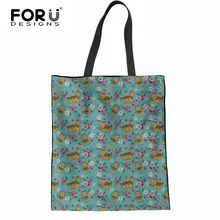 FORUDESIGNS/льняной мешок для покупок с принтом йоркширского терьера, экологически чистый тканевый мешок, Повседневная пляжная сумка большой емкости