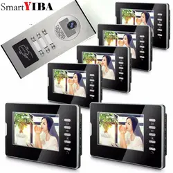 SmartYIBA 7 "Экран видеодомофон телефон двери квартиры Системы 6 черный Мониторы RFID дверца Камера для 6 бытовой