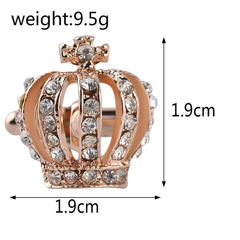 Полный Стразы Корона рубашка золото серебро король королева свадьба жених смокинг ювелирные изделия Модные Классические французские хрустальные мужские запонки