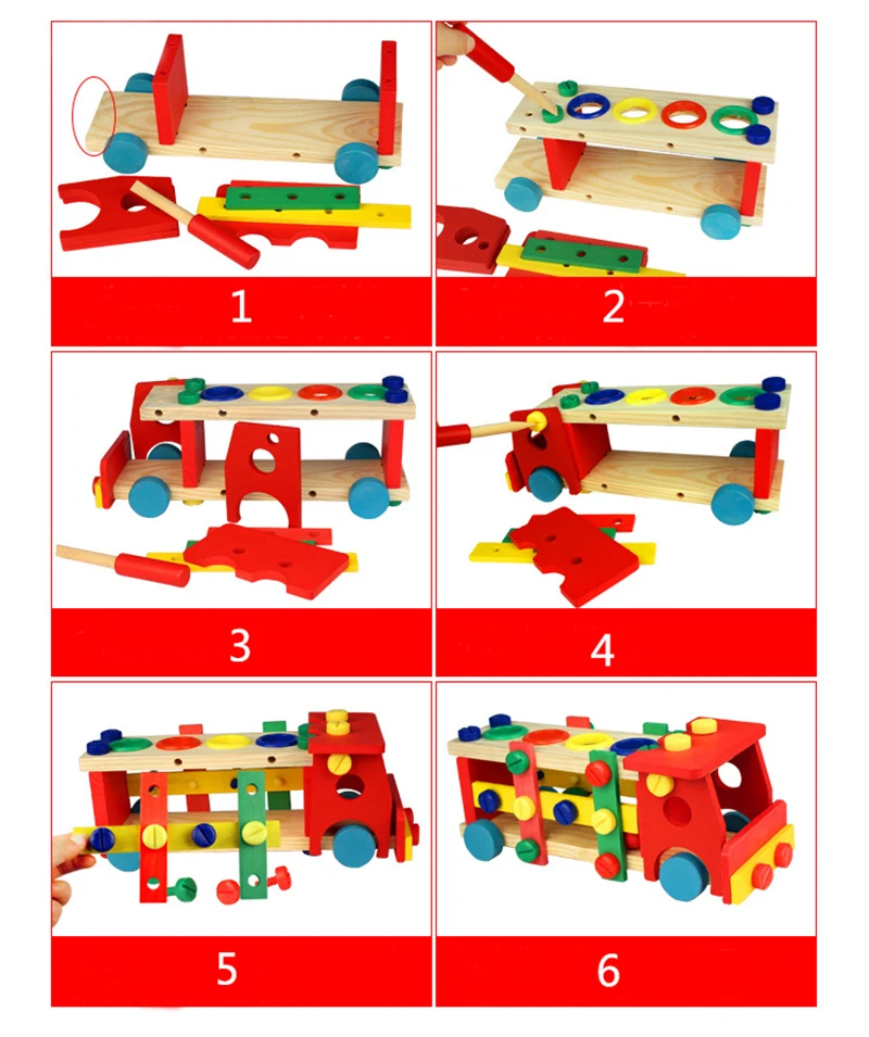 Монтессори Обучающие деревянные игрушки для детей раннего обучения развития детей интеллект стук шариковая гайка грузовик автомобиль