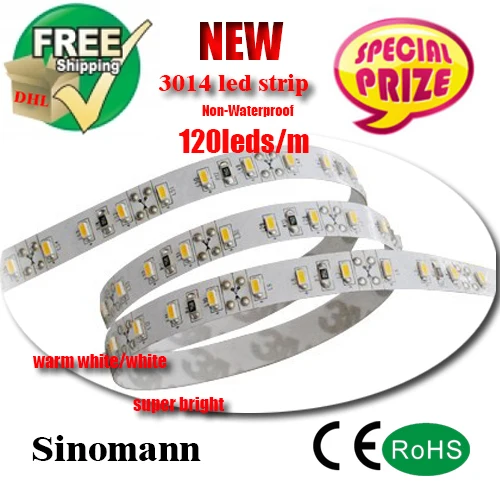 

led strip light 3014 smd white/warm white 600Led non- waterproof DC 12V LED Flexible Strip Light CE/RoHS Approved for home decor