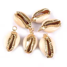 Conchas de mar chapadas en oro para decoración del hogar, accesorios artesanales de concha Natural, adornos, 5 uds., TR0296