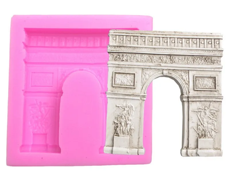 Парижская Триумфальная арка, силиконовая форма, сделай сам, форма для выпечки торта, мыло, силиконовая форма для пудинга 7,6x7,2x1,6 см, кухонный инструмент для выпечки кондитерских изделий E417