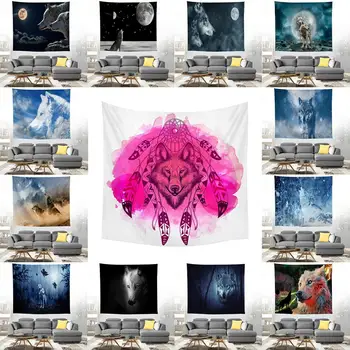 

Boniu Wolf Pattern Bohemian Tapestry Wall Hanging Dream Catcher Psychedelic Cool Home Decor Circle of Life for Bedroom