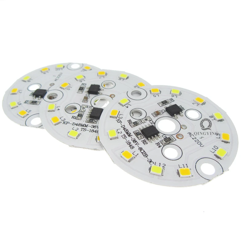 10 шт., 5 Вт, 7 Вт, 2835 SMD ac 220v лампа CCT пластина белый/теплый белый два Цвет в одном PCB LED плата интегрированный IC драйвер для светодиодный лампы