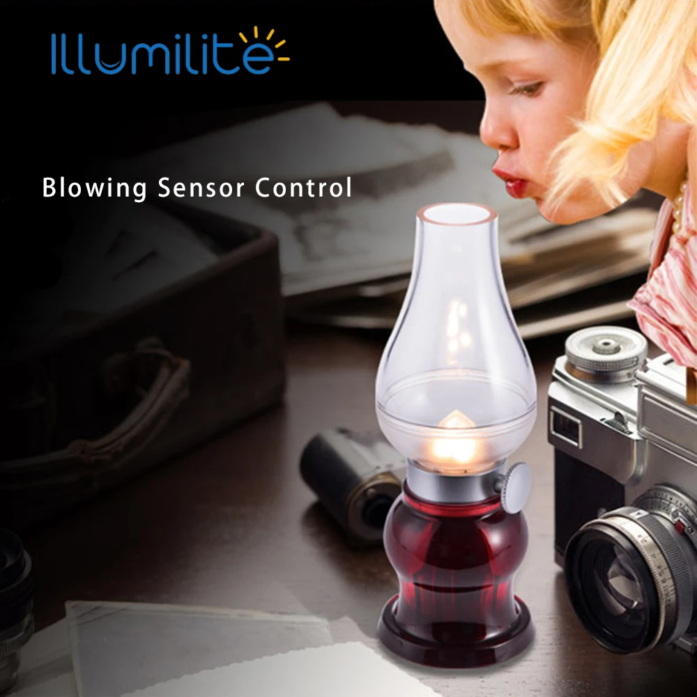 USB Rechargeable Blow Sensor maz tek LED Night Light Control Candle