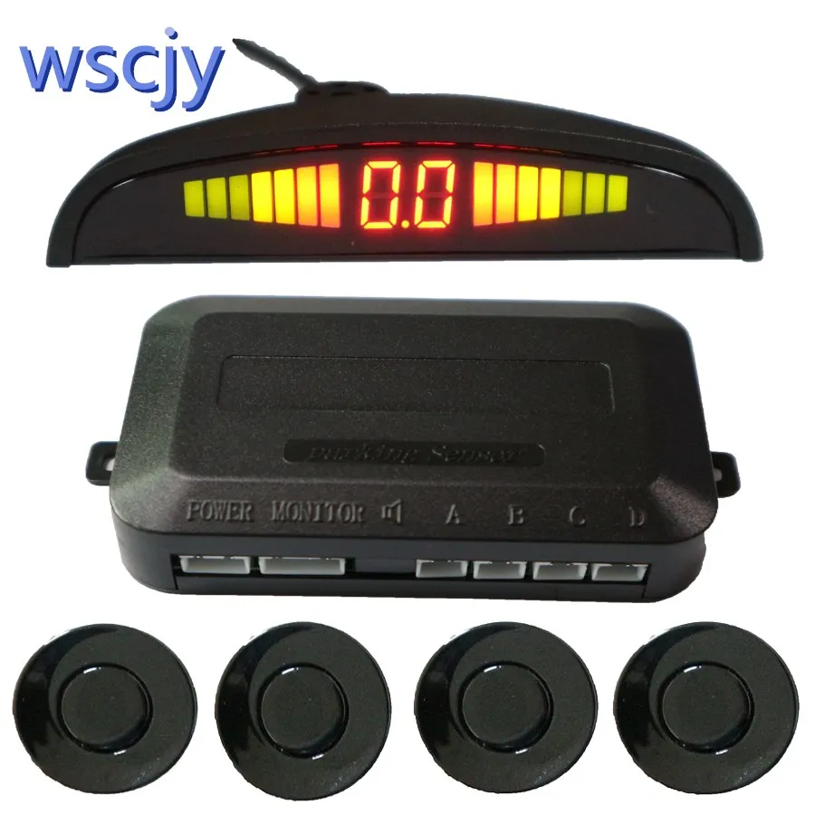 Automobile small crescent LED Parking Sensor Kit 4 Sensor 22MM Backlight Display reverse radar vehicle safety