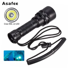 2000LM Underwater Torch Light CREE XML L2 T6 LED Scuba Diving Flashlight Lamp Using 18650 Battery