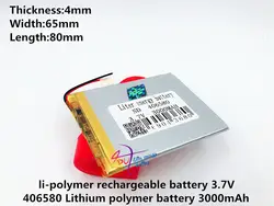 406580 3,7 V 3000 mah литий-липополимер Перезаряжаемые Батарея для DIY MP4 MP5 Tablet PC электронную книгу мобильного Мощность видео игры