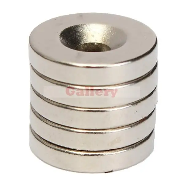 

5 Pcs N52 15x3mm Strong Round Countersunk Ring Magnets 4mm Hole Rare Earth Neodymium