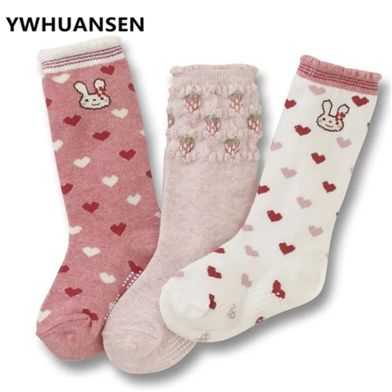 

YWHUANSEN 3Pairs/lot Cute Cartoon Knee Socks For Girls Popular Pantyhose Boys Anti-slip Girl's Stockings Cotton Child Long Socks