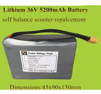 

lithium 36v 5200mah li-ion battery XT60 connector 36v 5.2Ah 10s2p repalce 36v 4.4ah self balance scooter board