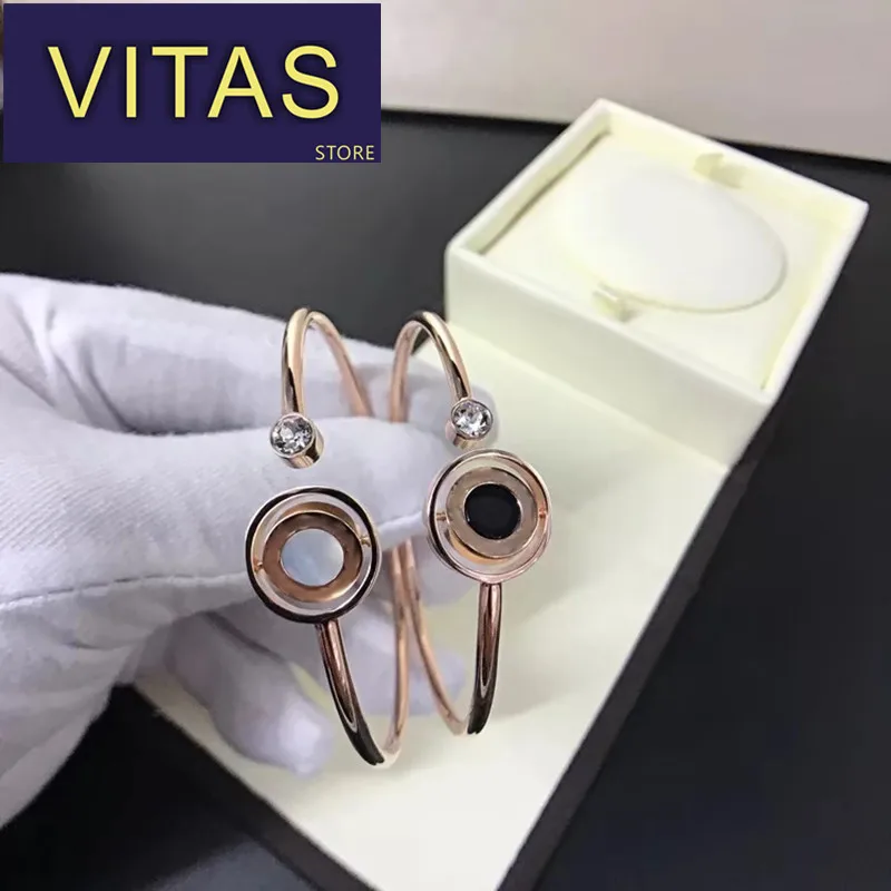 

ViTas BULGARIA original charm s925 silver rose gold and silver bracelet fashion elegant black and white zircon bracelet female