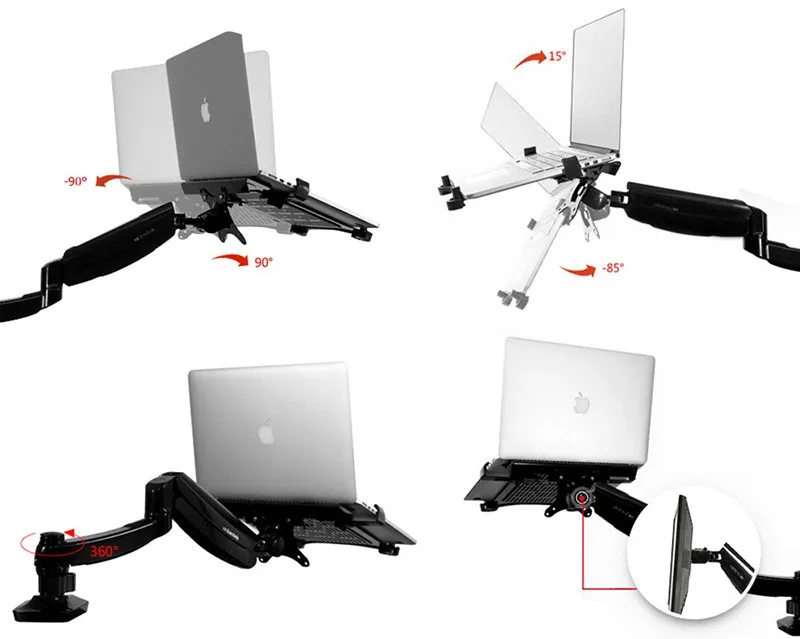 Настольный кронштейн для ноутбука с газовой пружиной для полного движения, пневматический дисплей для компьютера, кронштейн для ноутбука, кронштейн для монитора, подходит для 1"~ 15,6"