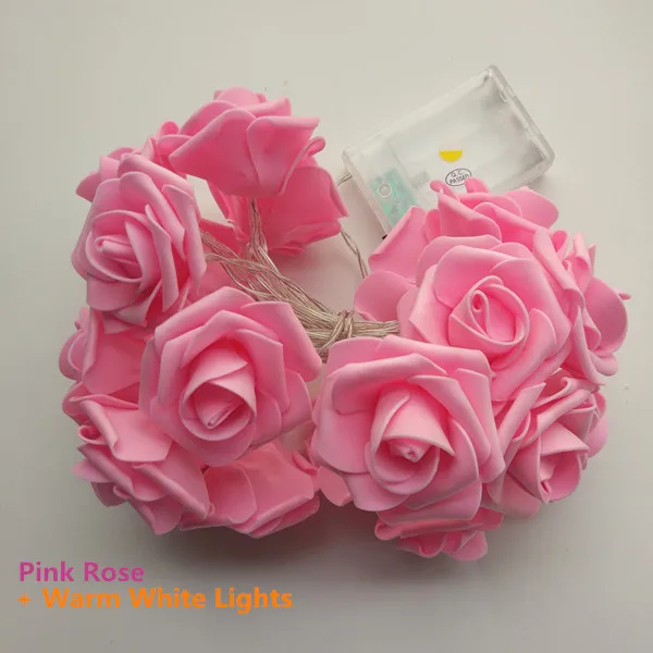led garland rose string lights 2m pink rose warm white lights 2m