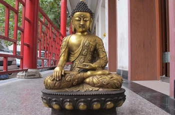 

23"Tibet Buddhist Temple Bronze Gild Sakyamuni Tathagata Buddha statue