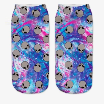 

RUNNING CHICK New blue alien 3d digital printing thin socks