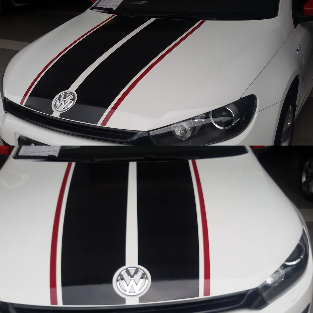 Car Dual Racing Sport Stripes 21 W Hood Trunk Decals For
