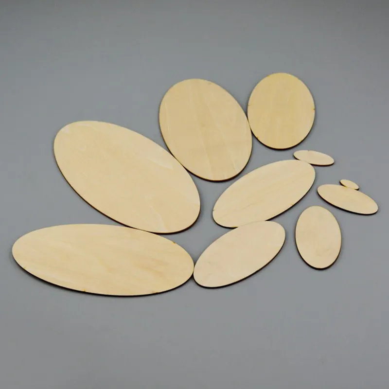  12PCS/set 200 mm blank elliptical unfinished wood crafts. Teaching DIY accessories wedding decorati - 32518964258