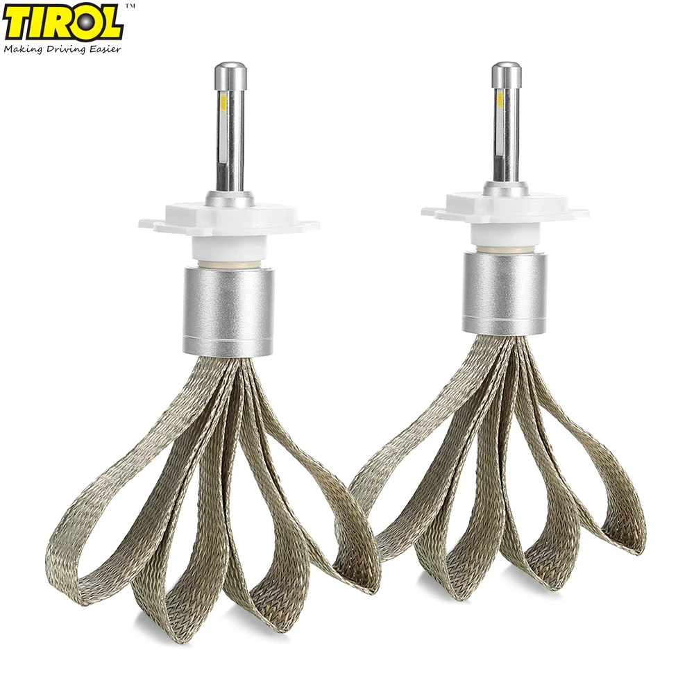 

Tirol 2Pcs Car H7 LED Headlights Auto Front Bulb Automobiles 360 Degree Beam Headlamp Aluminum 4800LM 2 Super White Light Lamps