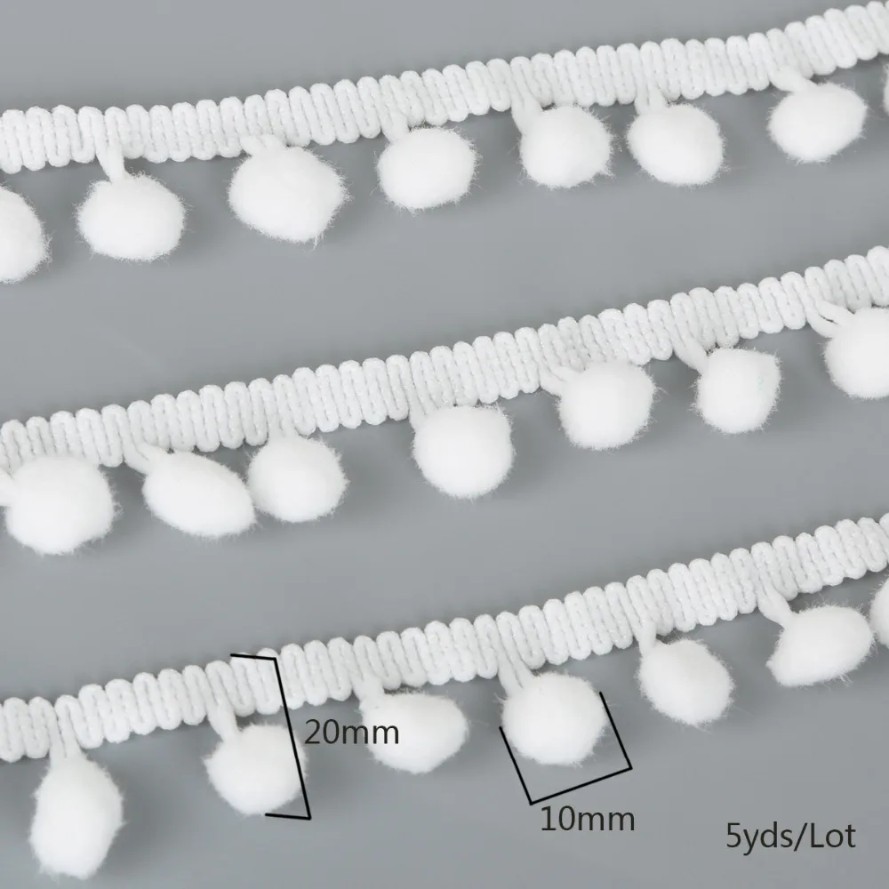 5 ярдов помпон отделка шар 10 мм Мини жемчужный помпон лента с бахромой швейная кружевная трикотажная ткань ручная работа, сделай сам, Ремесло АКСЕССУАРЫ